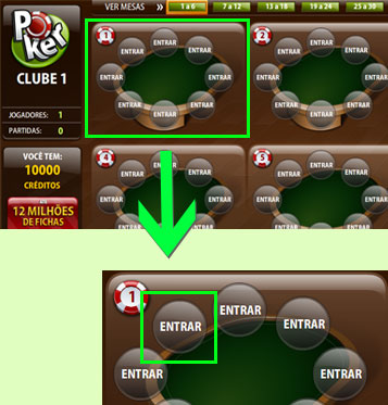 Entrar em uma mesa no Poker